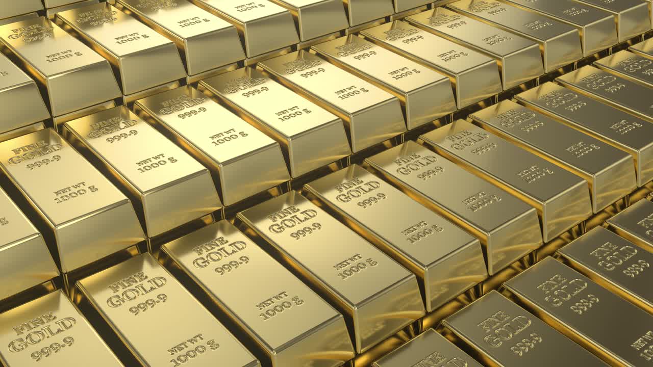 Stacks of gold bullion bars